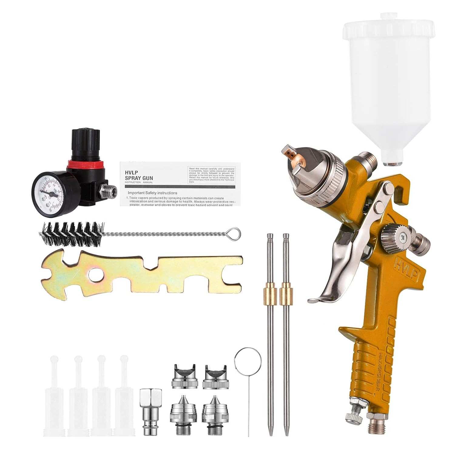 Tomshin HVLP Pistola de Pintura Profissional com 3 Bicos - Atomização Fina e Design Ergonômico