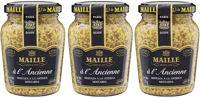 Kit 3 Mostarda Francesa Grãos com Vinho Branco Maille 210 Gr