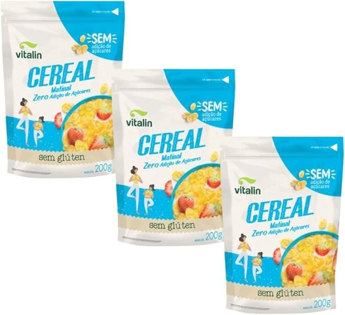 Kit 3 Pacotes de Cereal Matinal Zero Adição de Açúcares Sem Glúten de 200g cada - Vitalin
