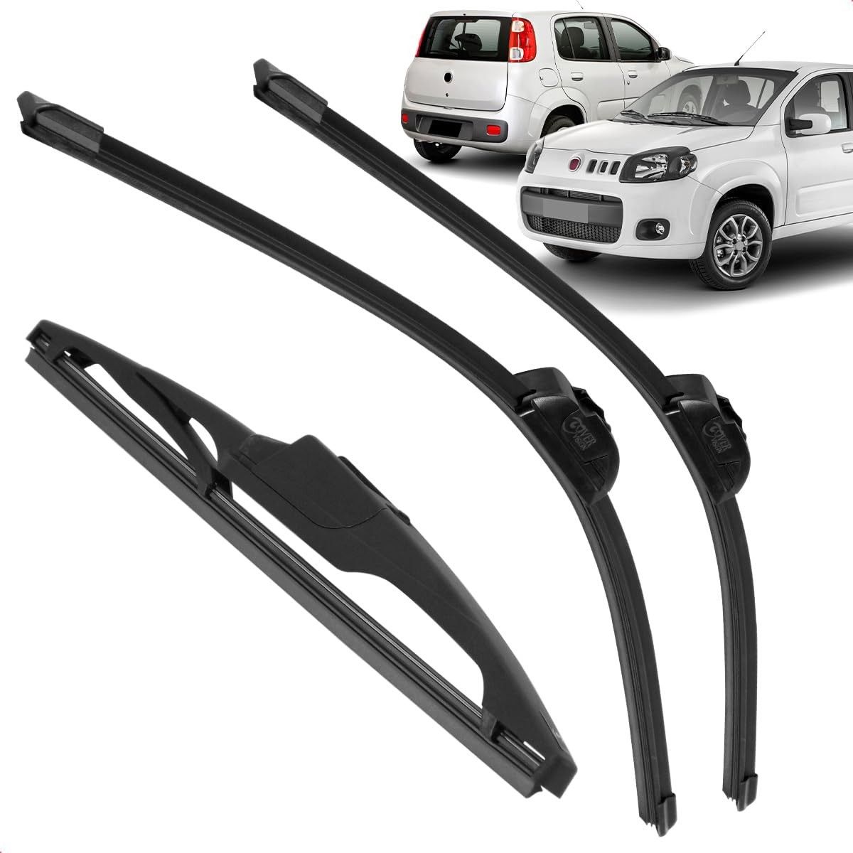 Kit 3 Palhetas Limpador Parabrisa Silicone Fiat Uno 2009-2021 - Visão Clara e Segura