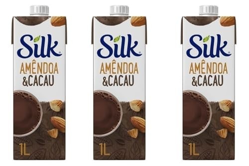 kit com 3 Silk - Bebida Vegetal, Amêndoa e Cacau, 1L