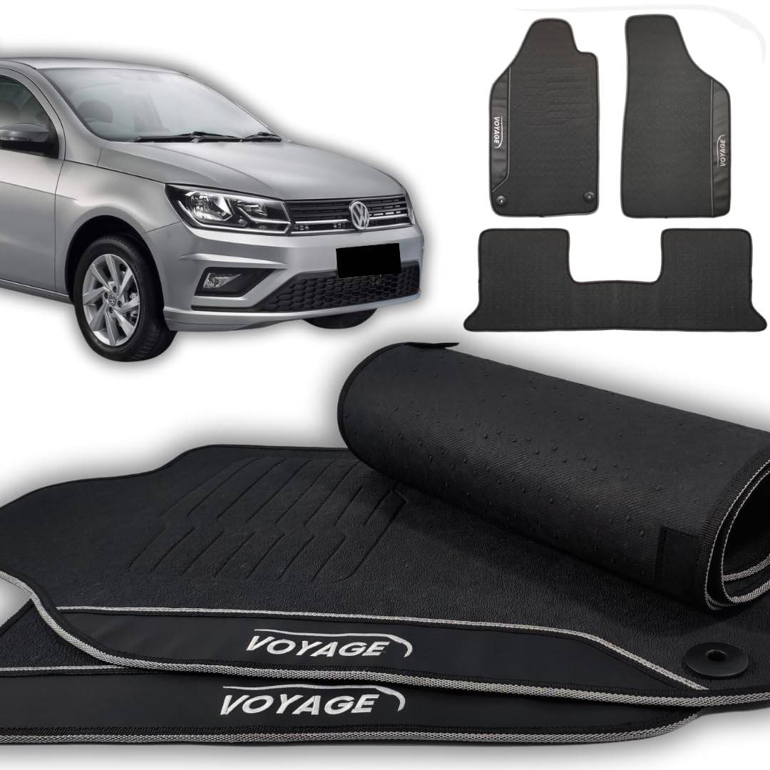 Jogo de Tapetes Automotivos Emborrachados Voyage 2016-2023 (3 Peças) - Proteção e Estilo