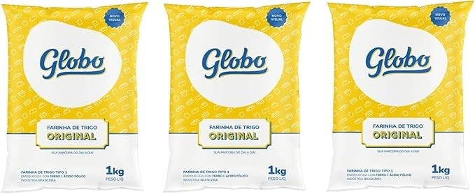 Farinha De Trigo Tipo 1 Globo Original Kit 3 Pacotes 1Kg