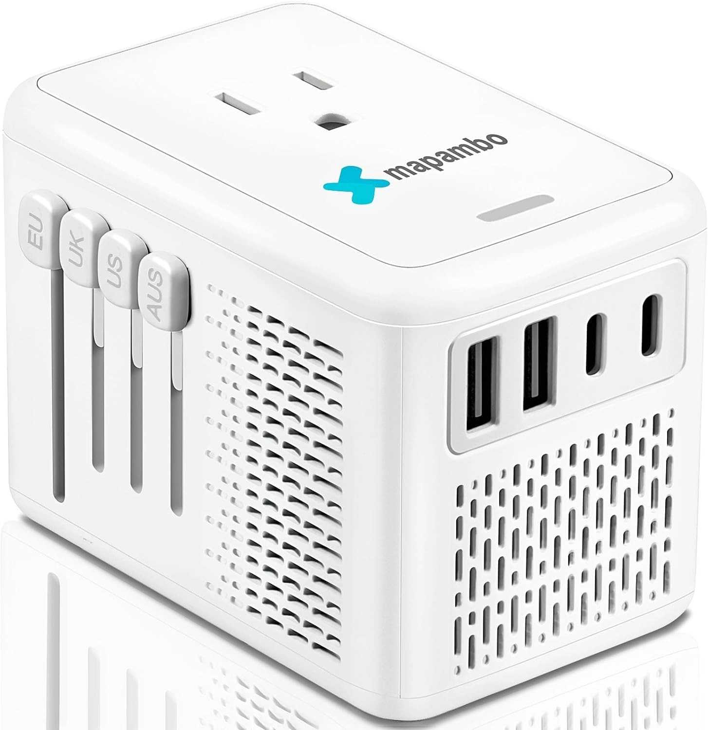 Conversor de Voltagem Mapambo 220V para 110V com 3 USB-A e 1 USB-C: Adaptador Universal para Secador de Cabelo e Viagens Internacionais