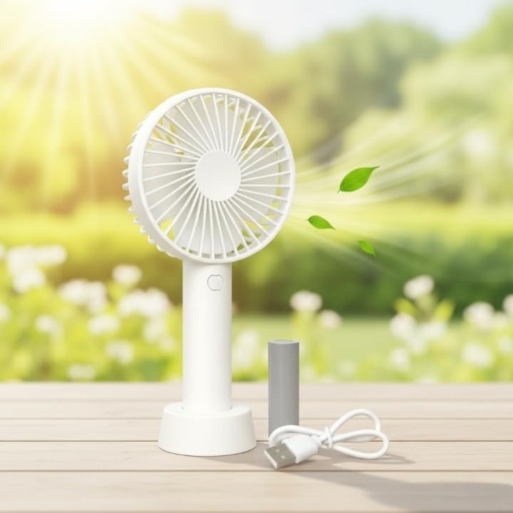 Mini Ventilador Portátil Recarregável 3 Velocidades - USB Silencioso para Maquiagem e Uso Diário
