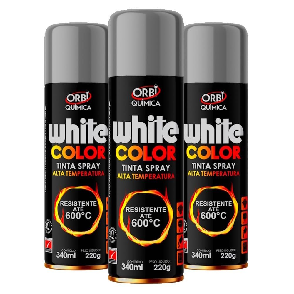Kit 3 Tintas Spray Alta Temperatura Prata - Pinte Rodas, Escapamentos e Motores até 600°C