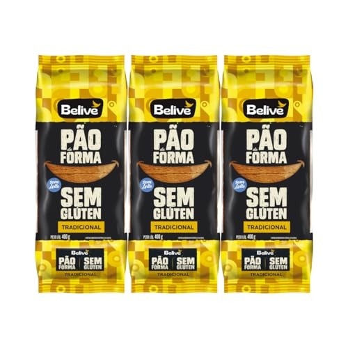 Kit com 3 Pacotes de Pão de Forma Tradiconal sem Glúten de 400g cada - Belive