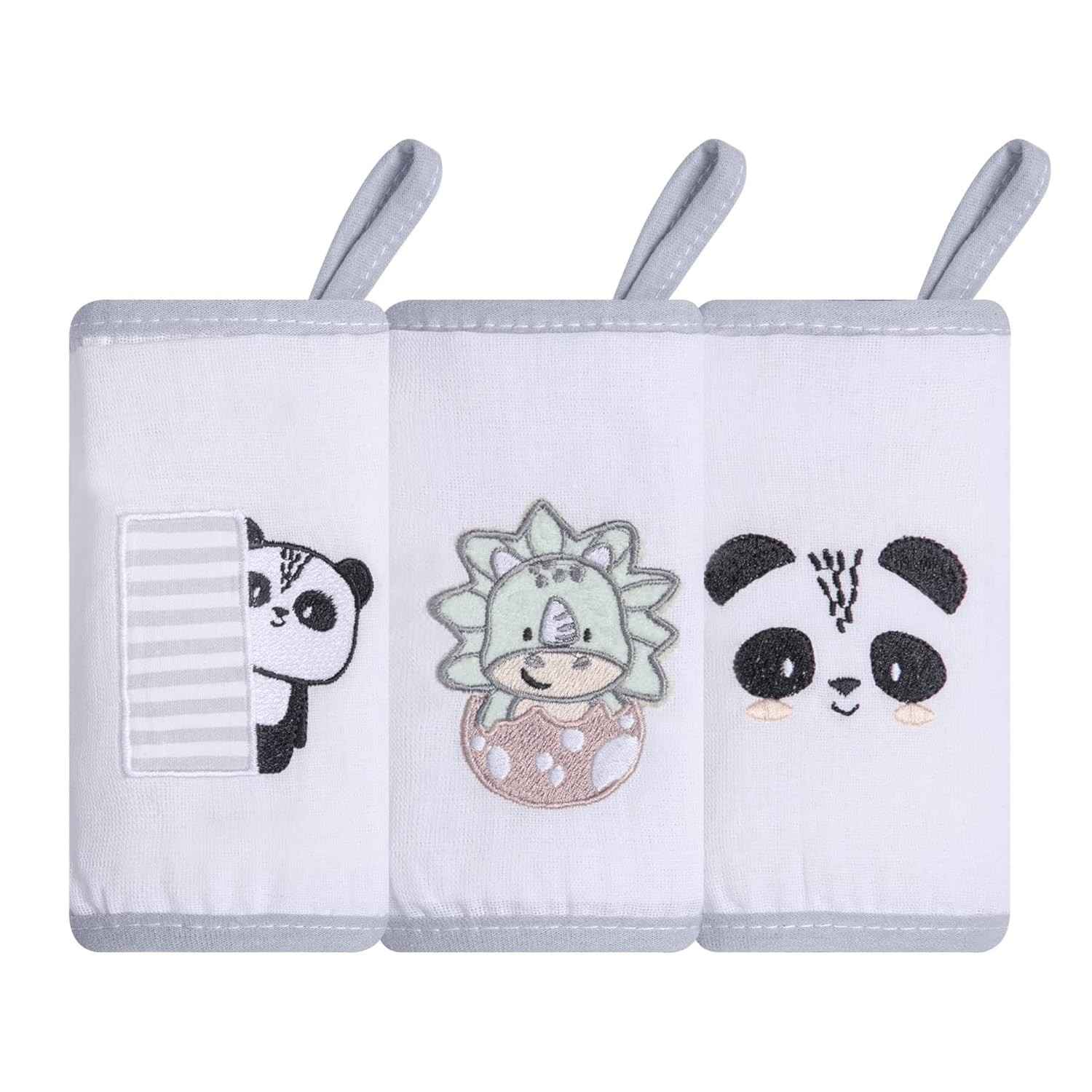 Papi Textil Babete Gifts Papi Friends com Prendedor de Chupeta - 40cm x 40cm - 3 Unidades