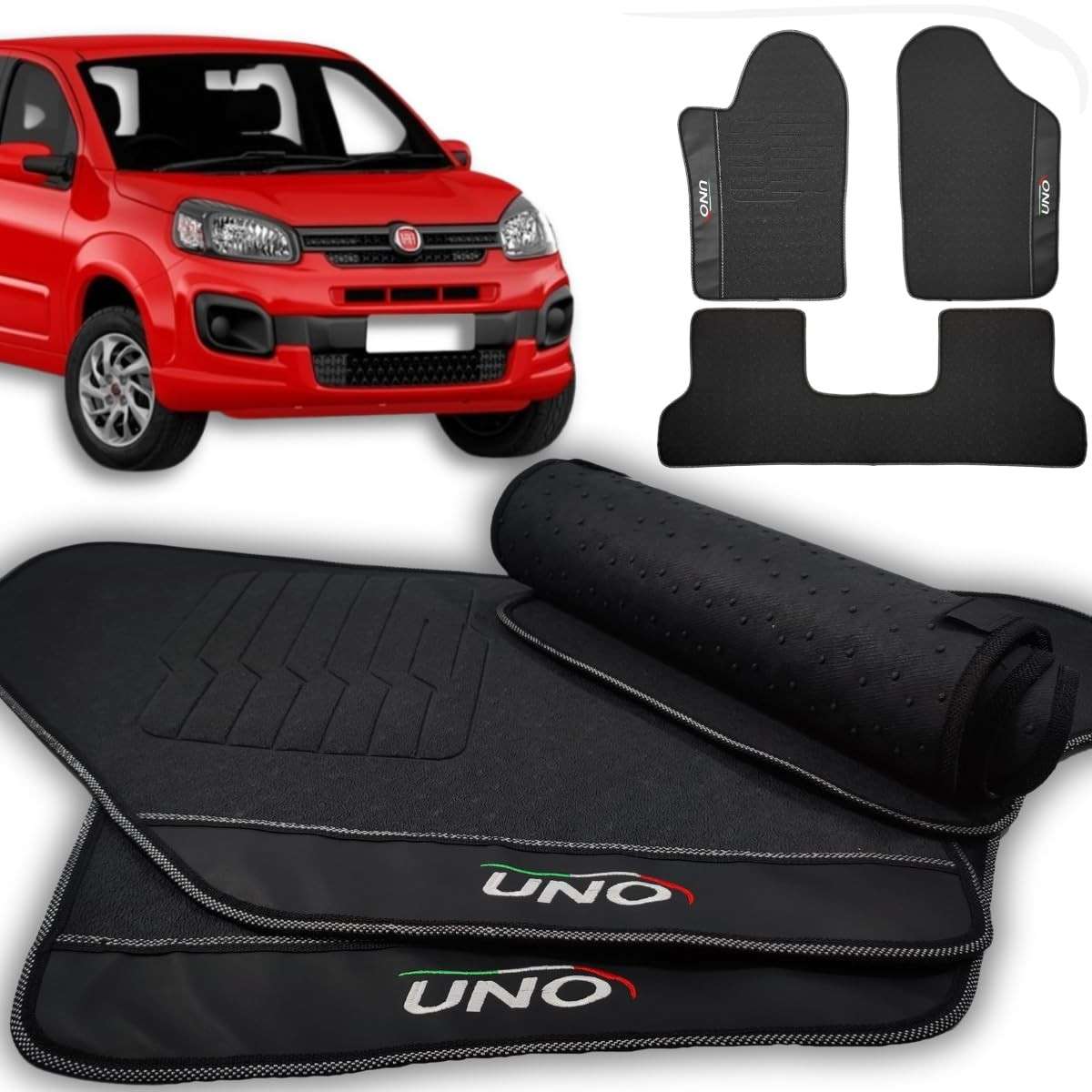 Tapete Borracha Protetor Assoalho Fiat Uno 2014-2023 (3 Peças) - Durabilidade e Limpeza Fácil