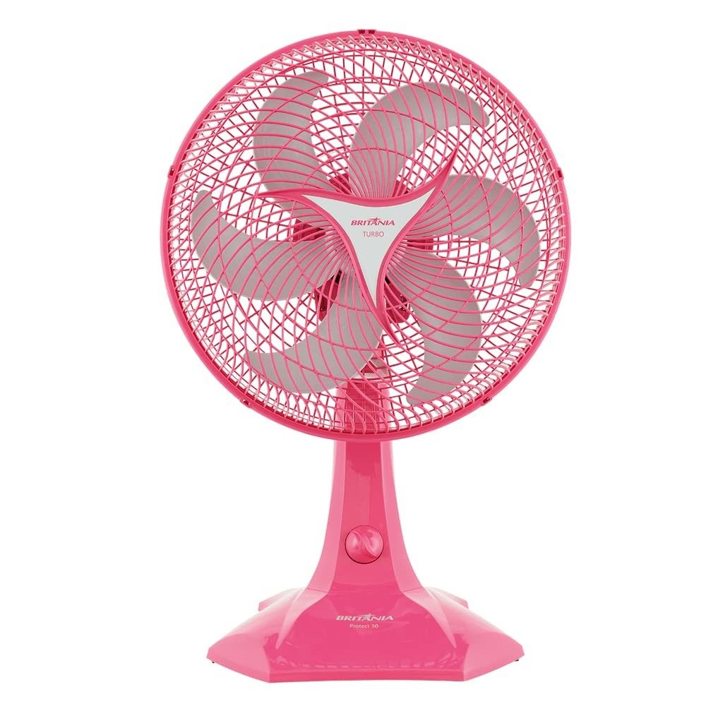 Ventilador Britânia Protect 30 Rosa - 3 Velocidades, 6 Pás, Inclinação Ajustável