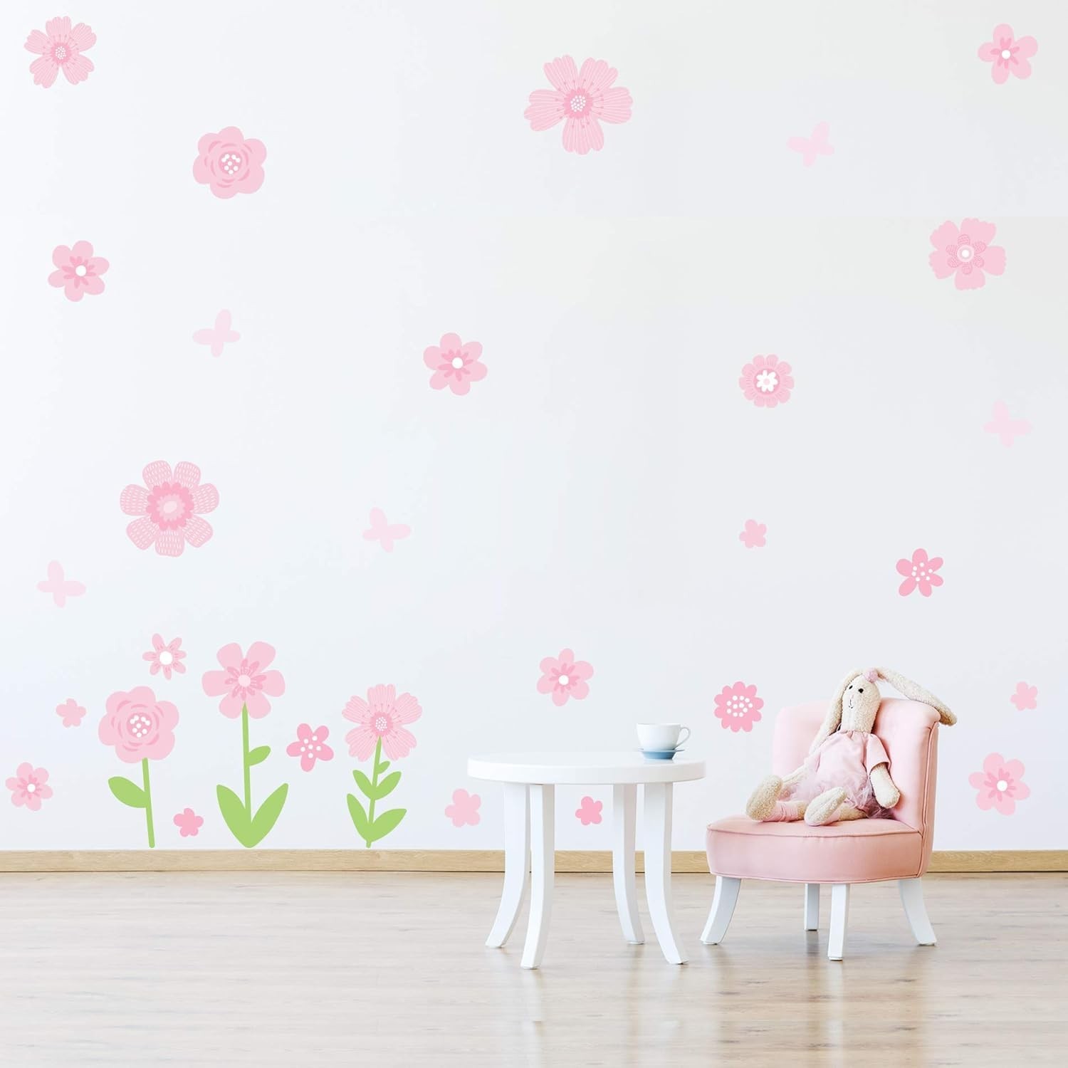 Adesivo de Parede Infantil Menina Flores - 30 Unidades para Decorar o Quarto com Estilo