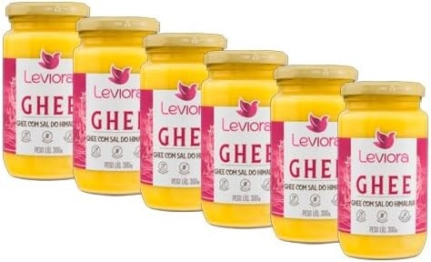 Kit 6X: Manteiga Ghee com Sal do Himalaia Sem Lactose Leviora 300g