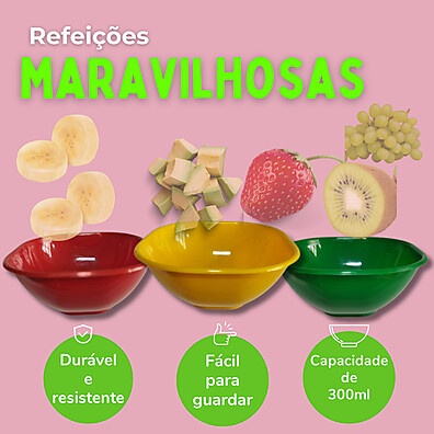 Tigelas para Açai: Kit 12 Unidades Coloridas 300ml