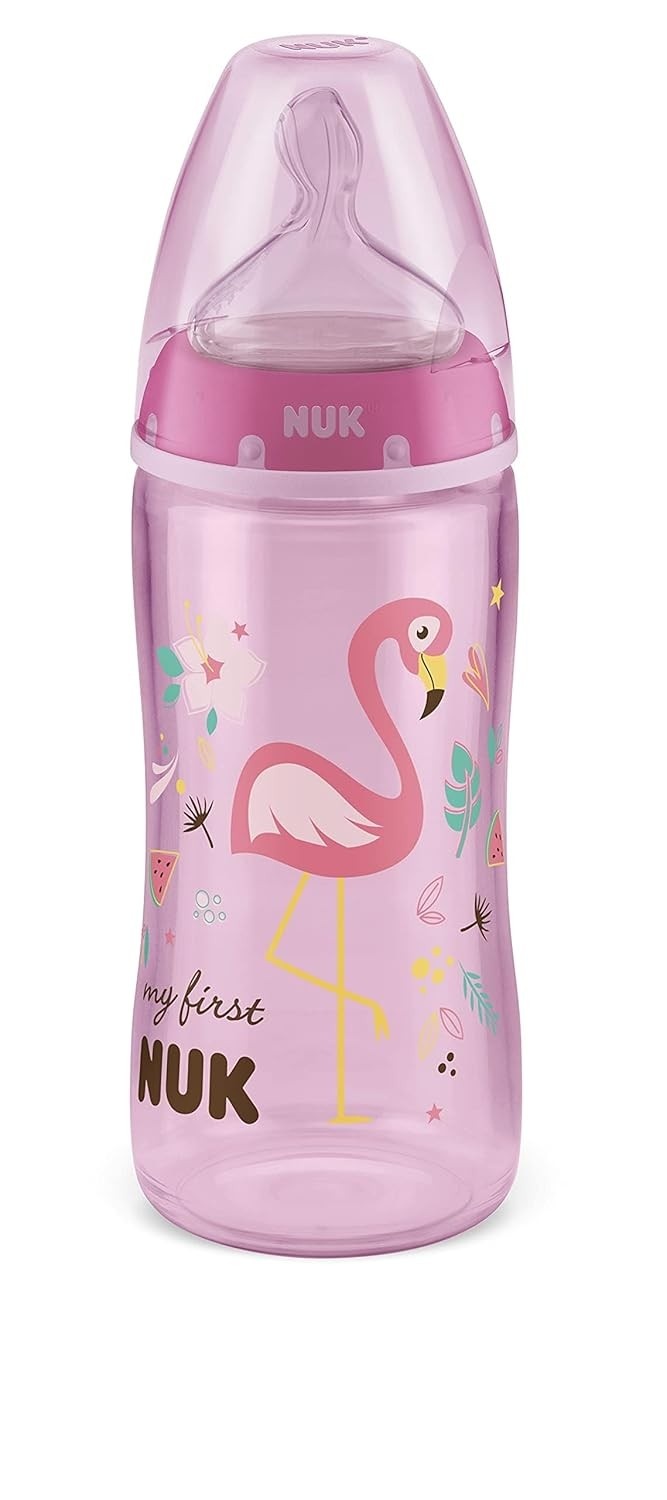 NUK Mamadeira My1St S2 Girl Rosa 300ml - Bico Anatômico com Sistema Anticólico