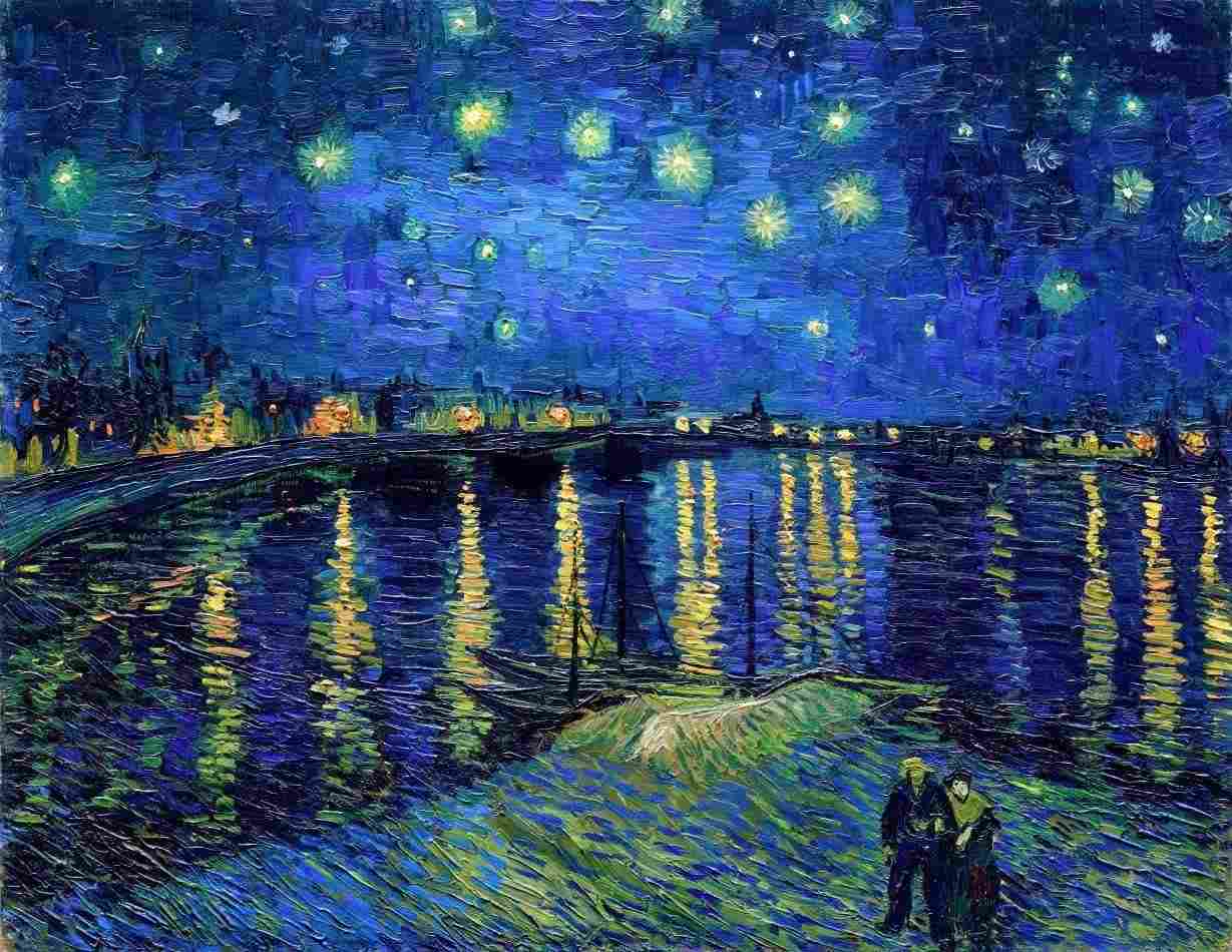 Noite Estrelada Sobre o Ródano - Tela Canvas 30x38 - Obra de Arte de Vincent van Gogh