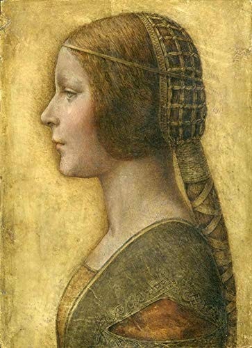 A Bela Princesa de Leonardo da Vinci - Tela Canvas 30x41cm - Arte de Museu para Sua Casa