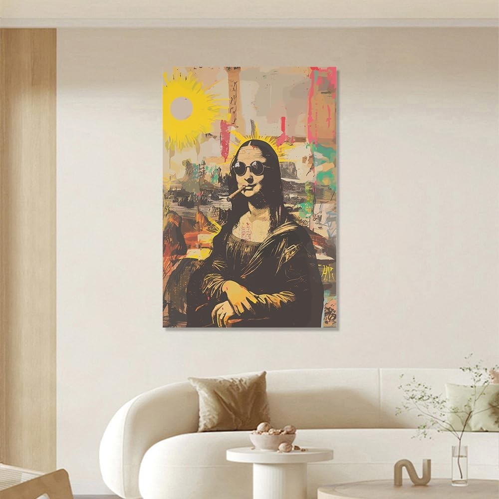 Arte de Parede Mona Lisa Pop Art Moderna 30x45cm | Decoração Criativa para Sala e Quarto