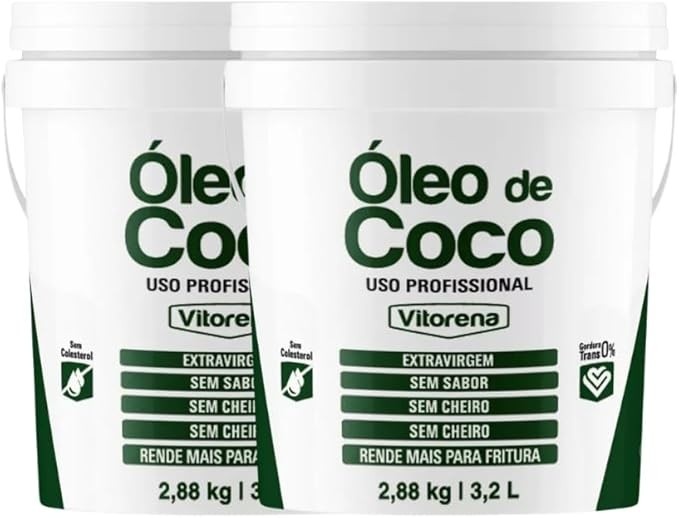 Kit 2 Óleo De Coco Extra Virgem Balde 3,2l Vitorena