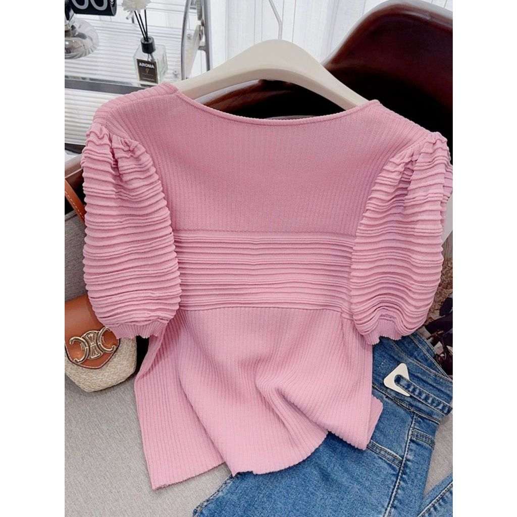 Camiseta Feminina Elegante com Manga Bufante e Macia - 3352