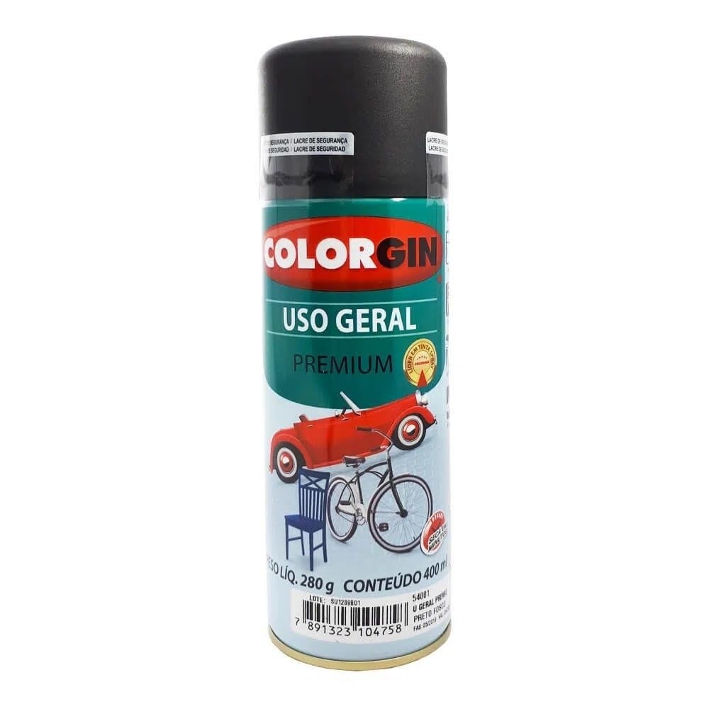 Colorgin Automotivo Spray 350 ml Preto Fosco