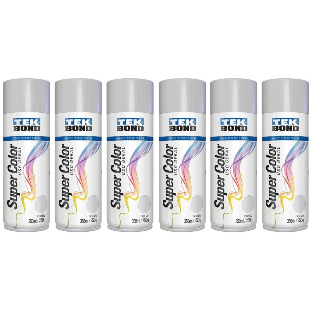 Kit 6 Tintas Spray Primer Fundo Aerossol TekBond Uso Geral 350ml - Acabamento Profissional