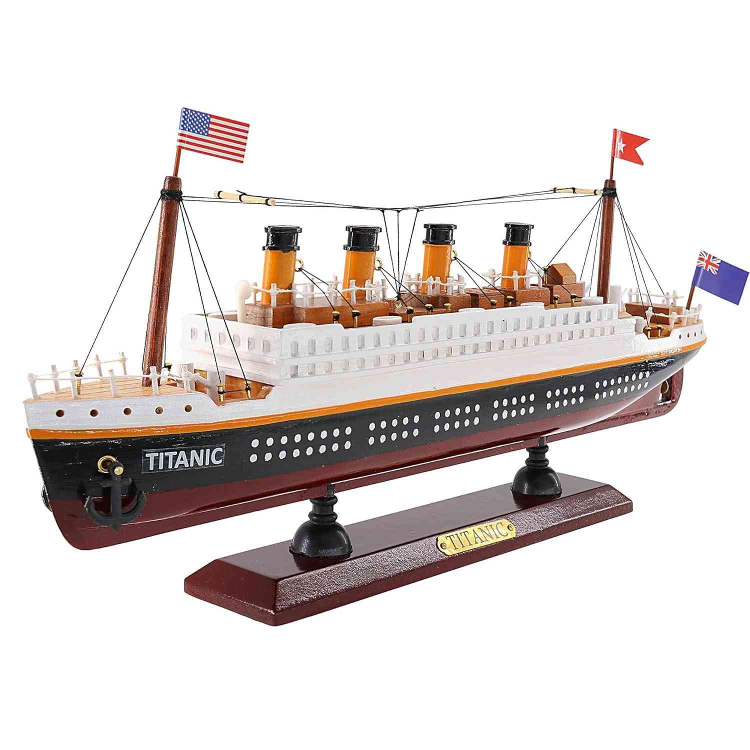 Modelo de Navio RMS Titanic em Madeira | Réplica Detalhada 35,5cm | Decoração Náutica Premium