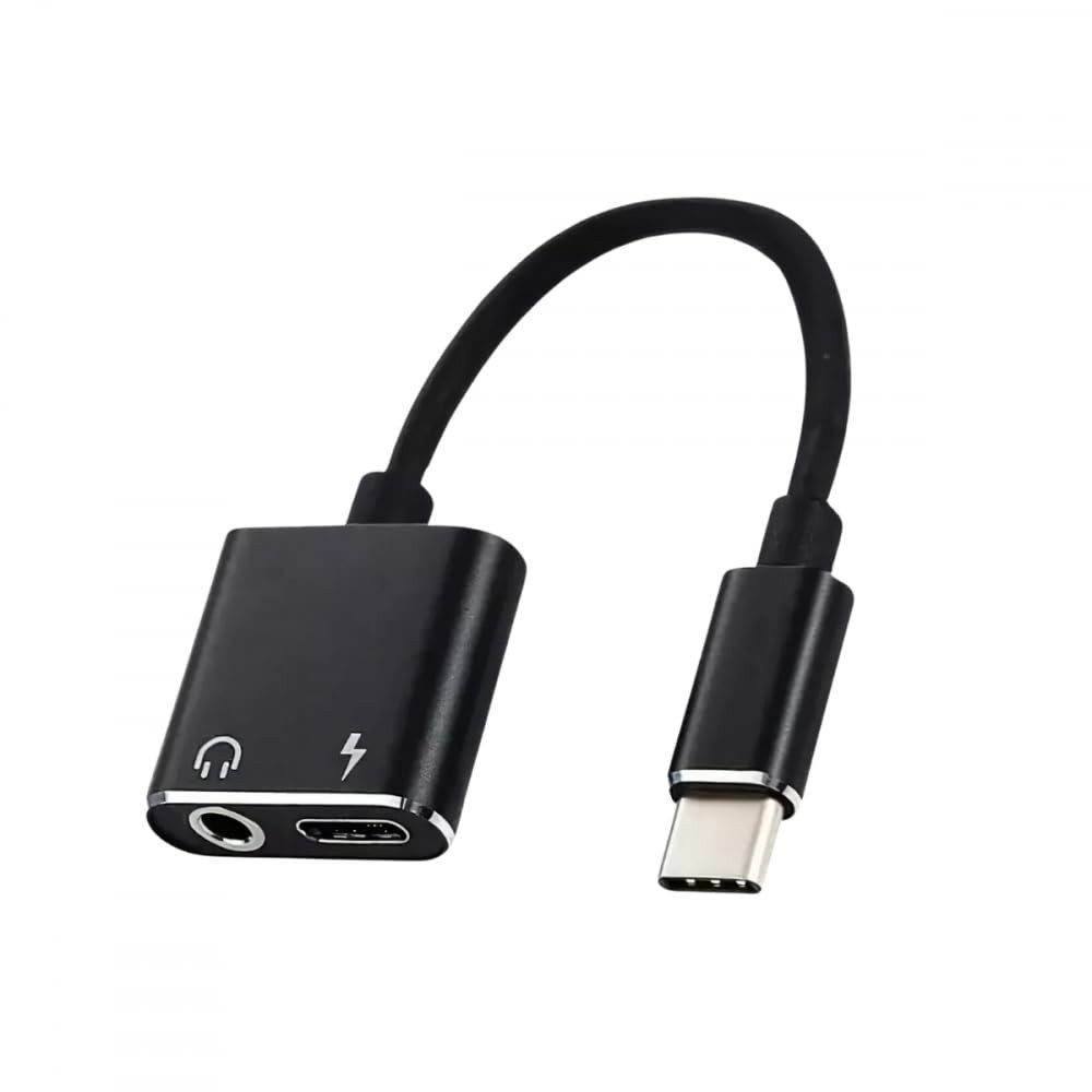 Adaptador USB-C 2 em 1: Carregue e Ouça Áudio P2 3.5mm Simultaneamente