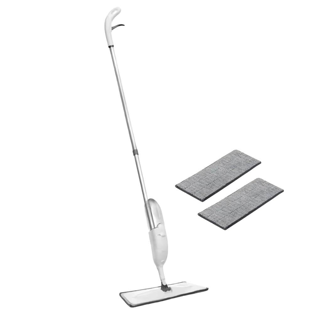 Mop Spray com Rotação 360° - Vassoura Mágica com Dispenser de Desinfetante e 2 Panos de Microfibra