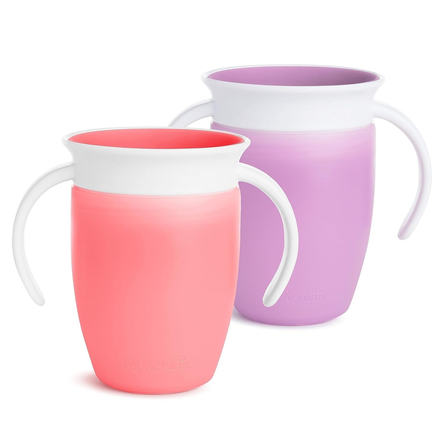 Munchkin Copo Miracle 360° Rosa/Púrpura - 2 Unidades com Alças, Sem Derramar, Sem BPA