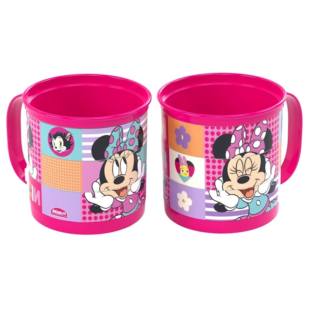 Kit 2 Copos Giratórios Minnie e Mickey - Xícaras 360ml com Alça, Plástico Livre de BPA, Ideal para Festa Infantil