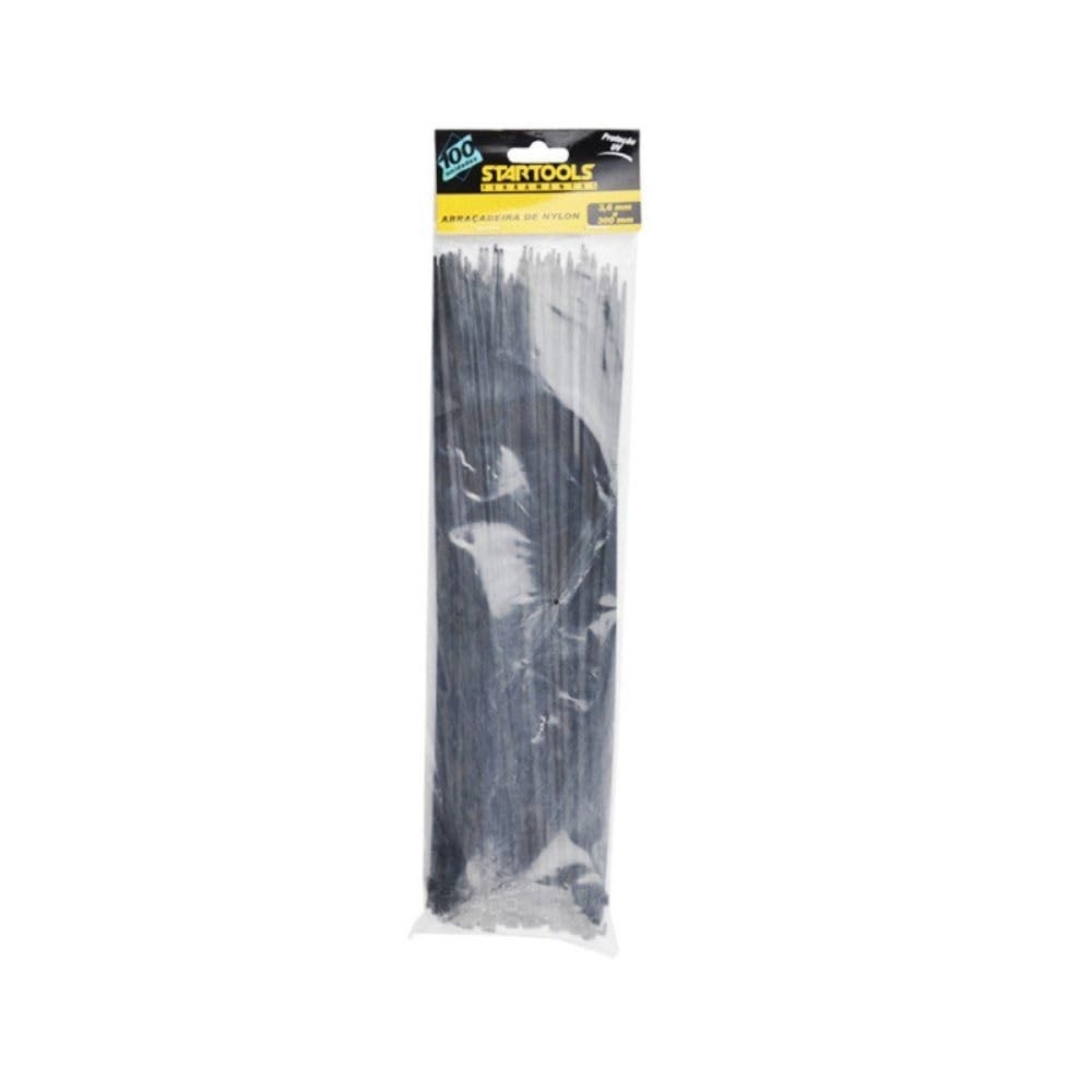 Abraçadeira de Nylon Preta 30cm x 3,6mm - Kit 100 Unidades | Organização Profissional