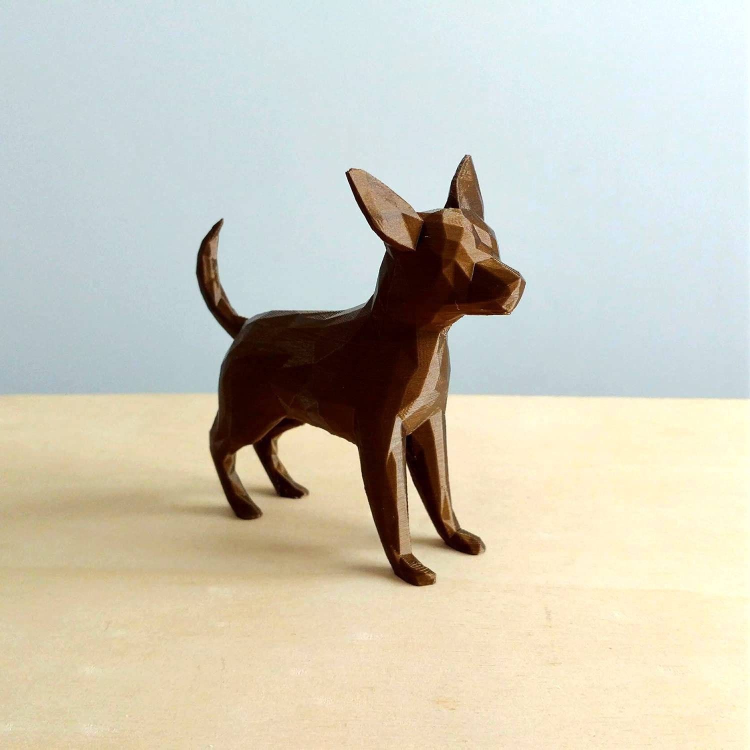 Cachorro Chihuahua Decorativo 3D Bronze - 10 cm - Toque Realístico