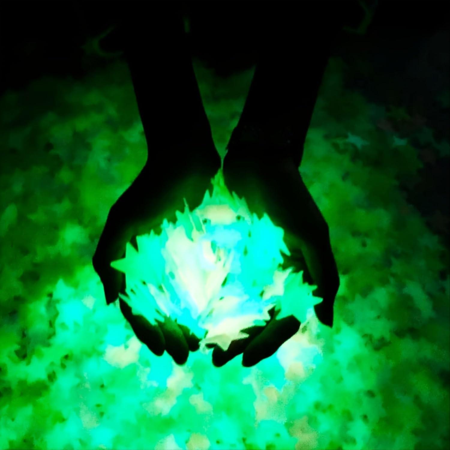 Adesivos de Teto que Brilham no Escuro - 100 Estrelas Luminosas 3D para Decoração de Quarto, Verde