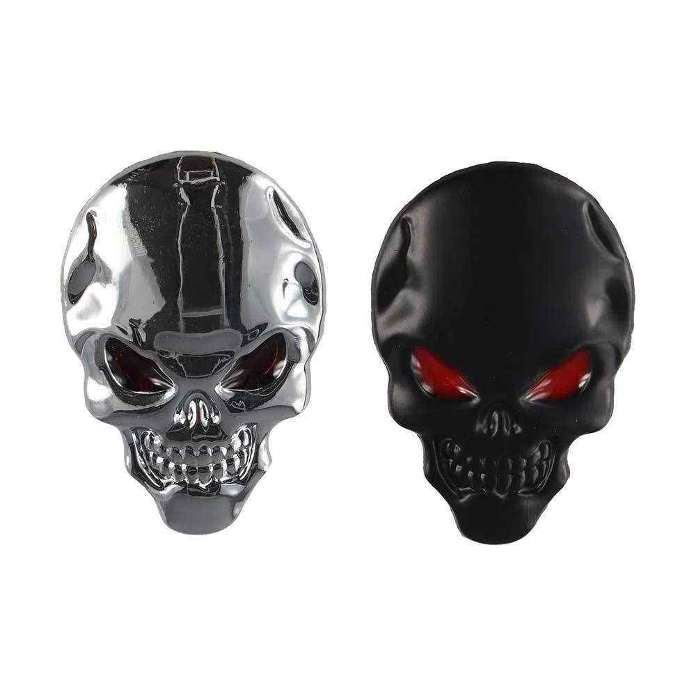 2 Adesivos Metal 3D Caveira: Dê um Upgrade Ousado no seu Carro, Moto, Celular e Mais!