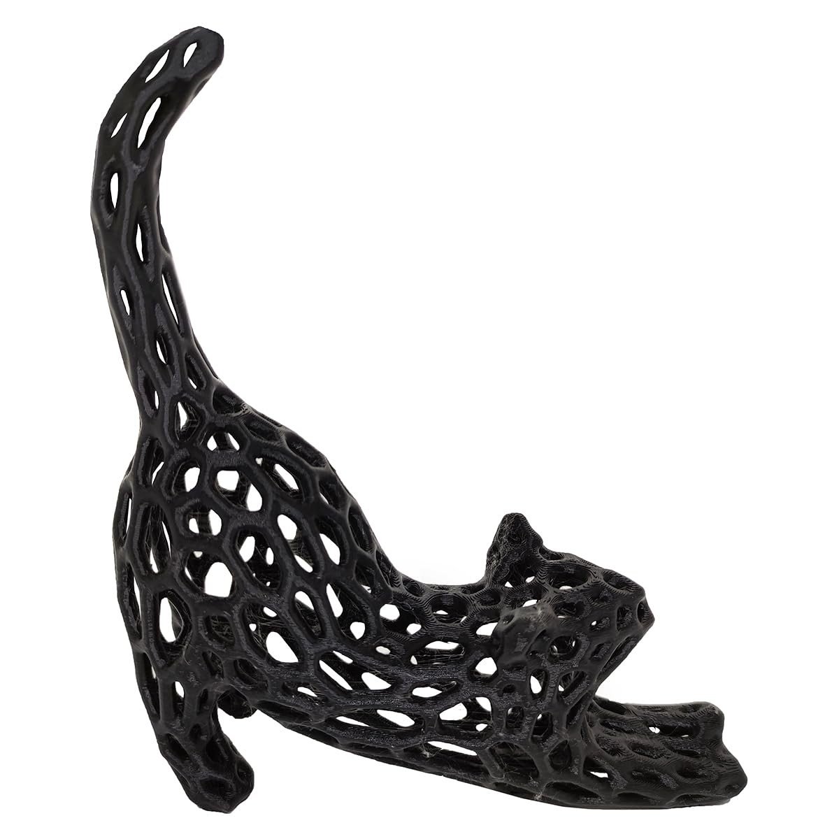 Gato 3D Vazado Preto - Enfeite Decorativo Moderno para Ambientes Criativos