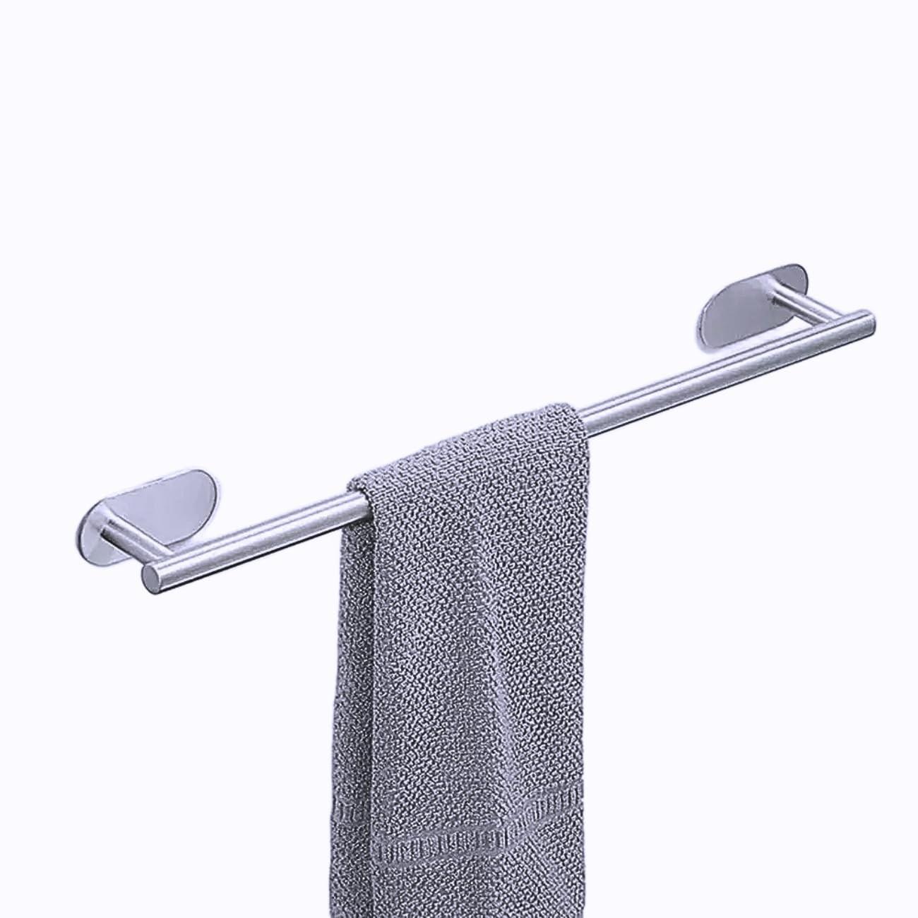 Suporte de Toalha em Aço Inox para Banheiro - Fixação Adesiva 3M Sem Furo