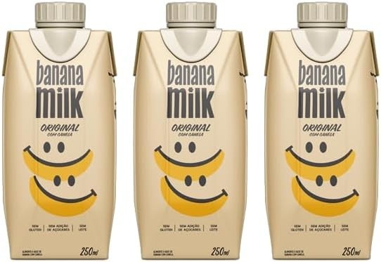 Kit 3X: Leite Vegetal de Banana Original com Canela Banana Milk 250ml