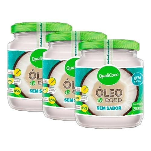 Kit 3X: Óleo de Coco Sem Sabor Qualicoco 200ml