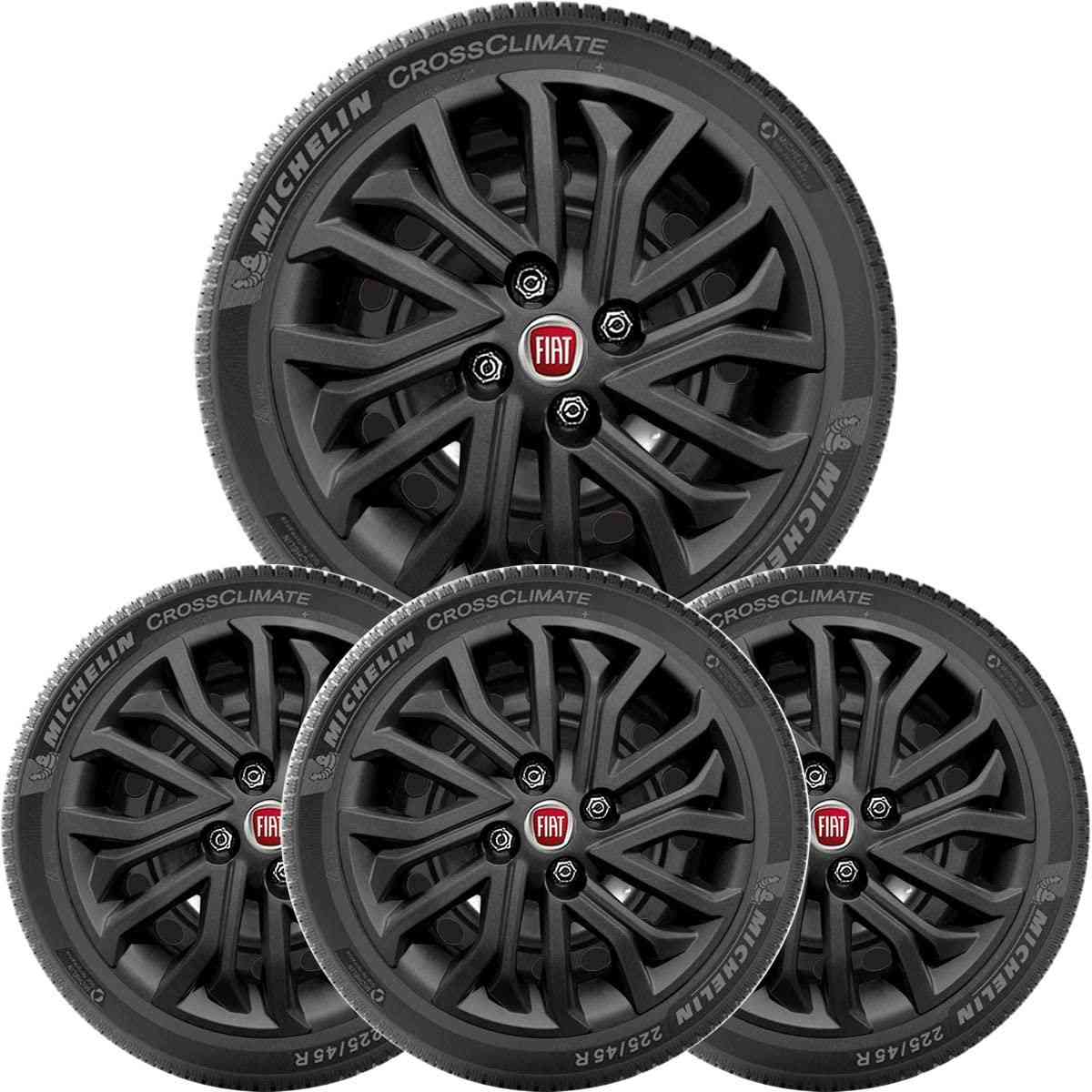 Kit 4 Calotas Aro 14 Preto para Fiat Palio, Siena e Novo Uno - Estilo e Proteção!