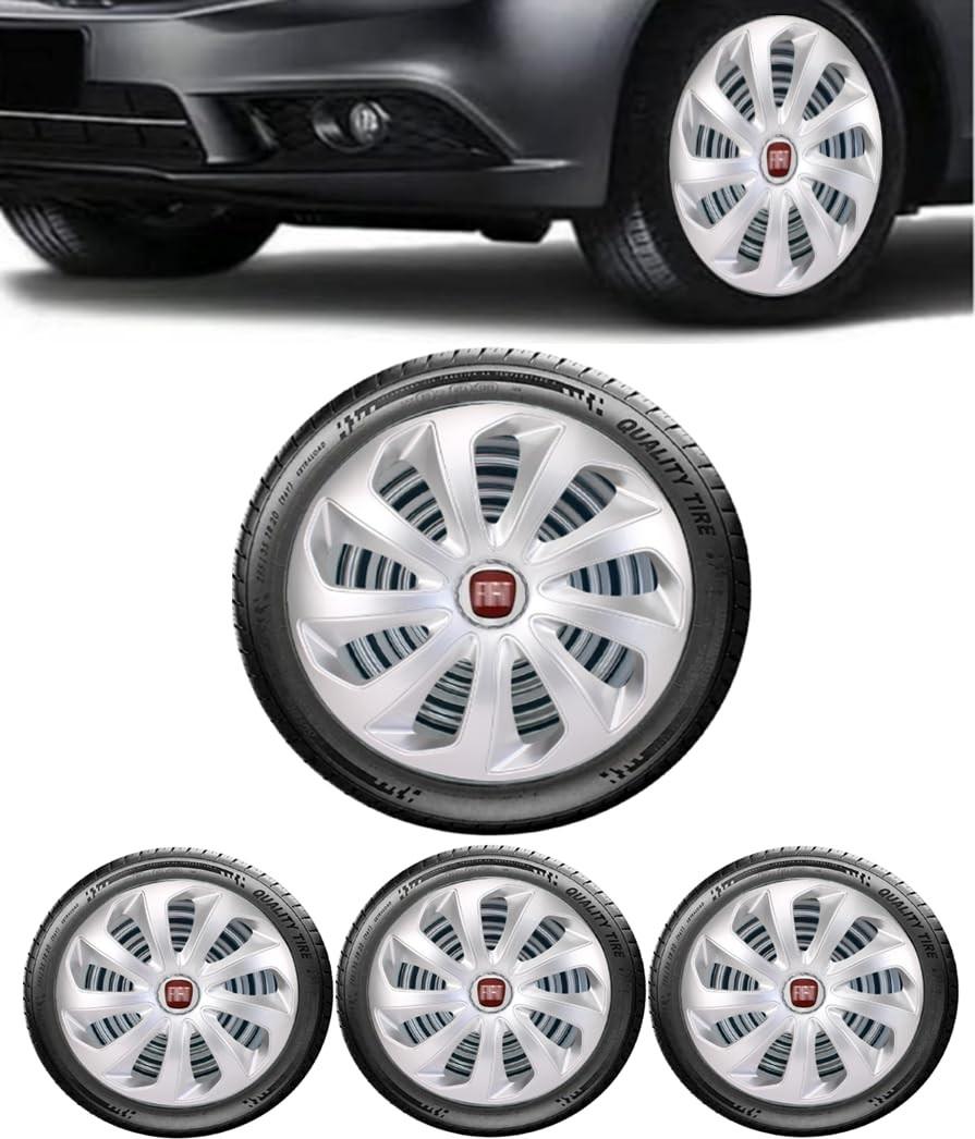 Jogo 4 Calotas Esportivas Velox Aro 14 Prata - Fiat Novo Uno, Argo, Cronos, Strada e Mais!
