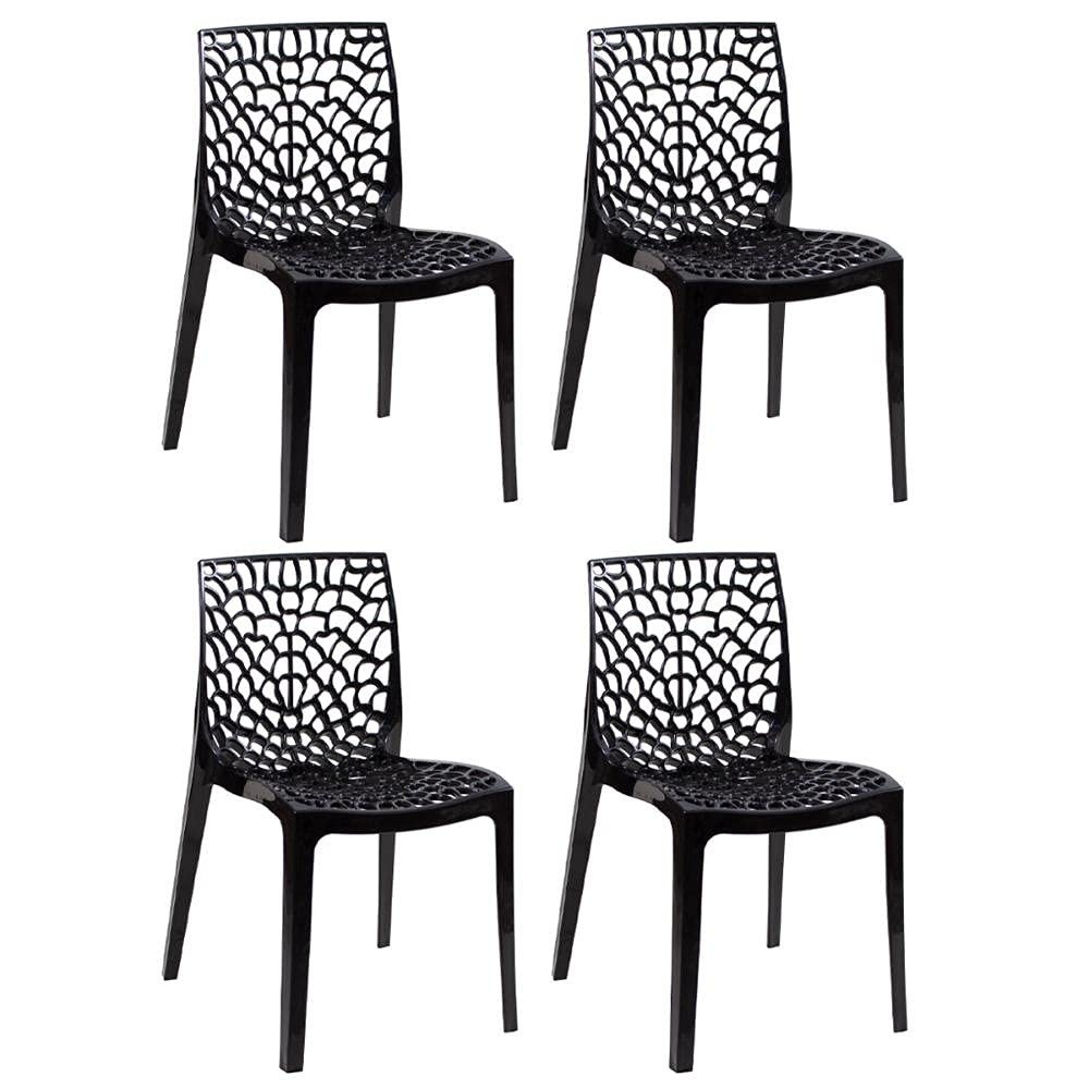 Cadeiras Gruvyer - Kit com 4 Unidades em Polipropileno com Design Moderno e Versátil para Ambientes Internos e Externos