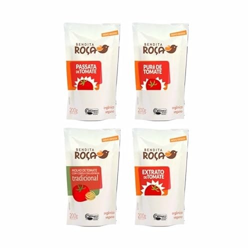 Kit 4 Molho de Tomate Bendita Roça: Tradicional, Extrato, Purê, Passata