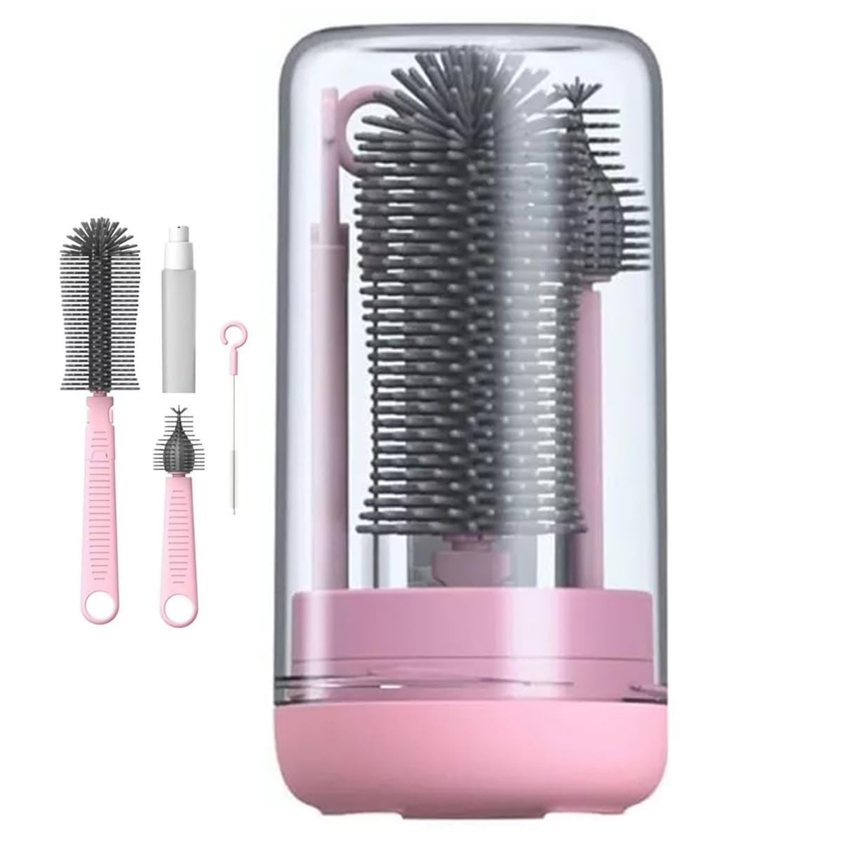 Kit Escovas de Limpeza 4 em 1 para Mamadeira, Garrafa e Copo - Silicone Seguro e Portátil