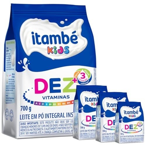 4 UNIDADES Leite em Pó instantâneo ITAMBÉ KIDS- Dez Vitaminas 700g