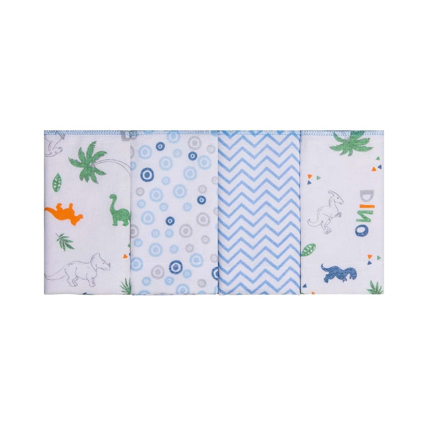 Paninho de Boca Estampado Karinho 32x32cm - 4 Unidades | Fralda 100% Algodão Macia e Absorvente para Bebês