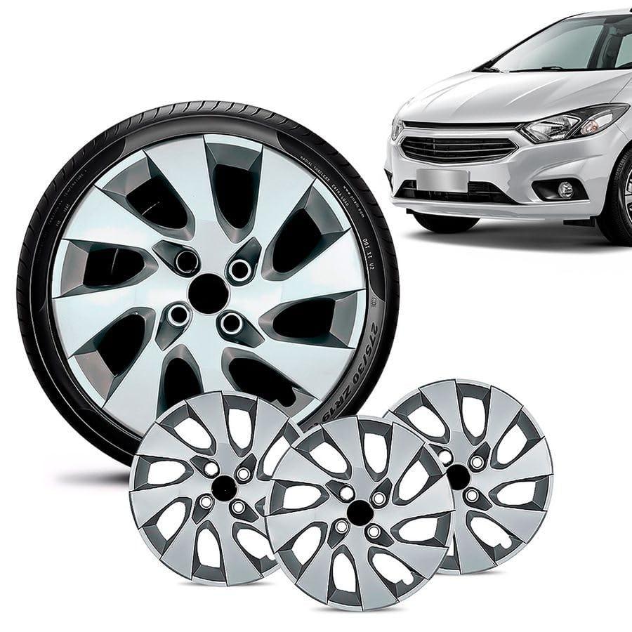Kit 4 Calotas Prata Aro 13 para Chevrolet Onix 2014-2016 - Design Moderno e Proteção