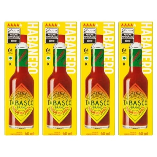 Kit 4 Molho Pimenta Tabasco Habanero 60 Ml Chili