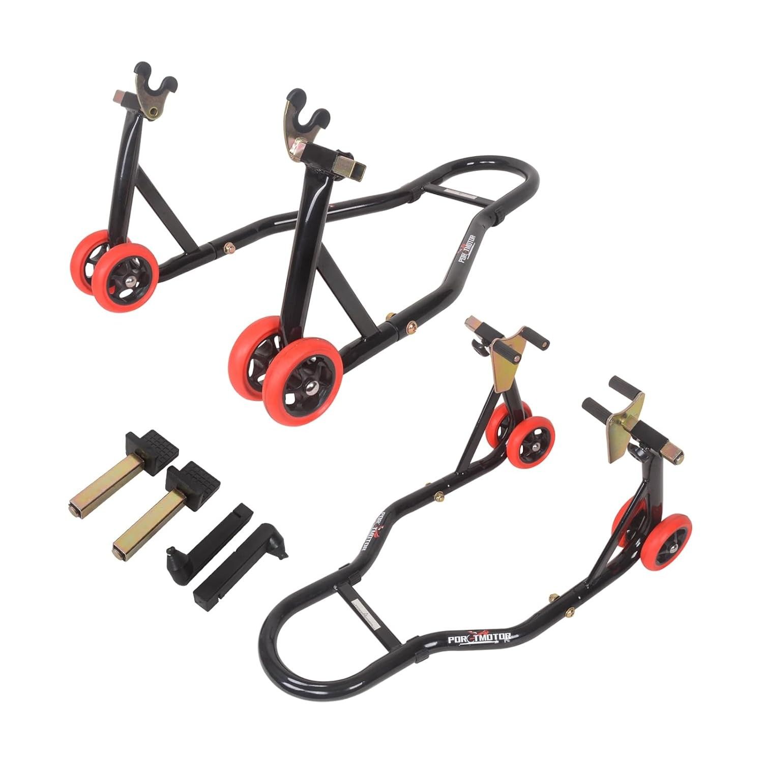 Suporte Elevatório Universal para Motocicleta: Dianteiro e Traseiro com 4 Adaptadores