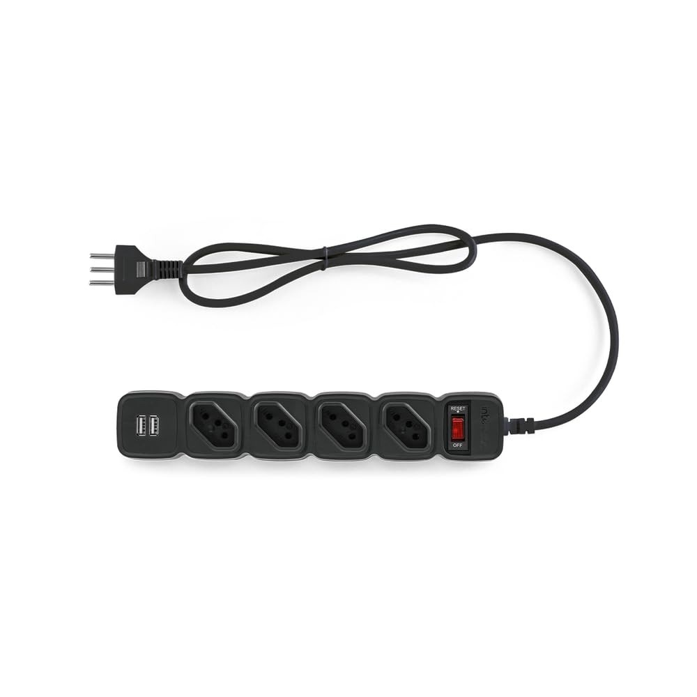 Filtro de Linha Intelbras EPE 204: 4 Tomadas + 2 USB, Proteção Total e Design Inteligente