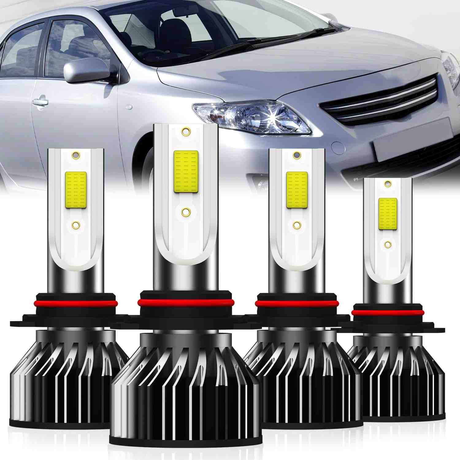 Kit 4 Lâmpadas LED Farol Alto/Baixo Toyota Corolla 2001-2013 9005/9006 - 600% Mais Brilho